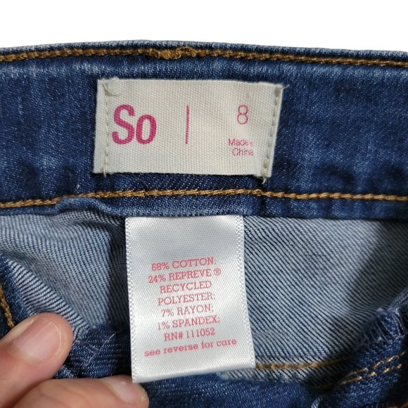 Kohls SO Girls Size 8 Medium Wash Cuffed Denim Shorts 1092 - Picture 3 of 4